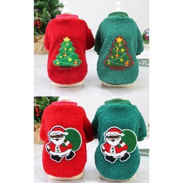 Dog sweater Christmas tree, red, S