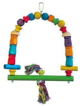 Parrot Cage Swing with colourful wooden blocks, 32&times;25 cm