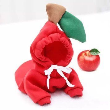 Dog hoodie Fruit with hood, red, XS