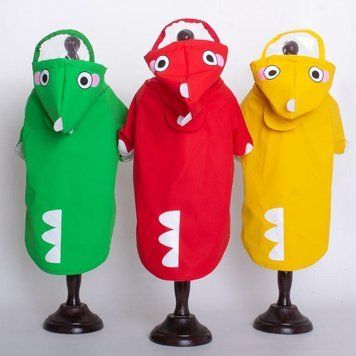 Dog raincoat Little Dinosaur, green, S