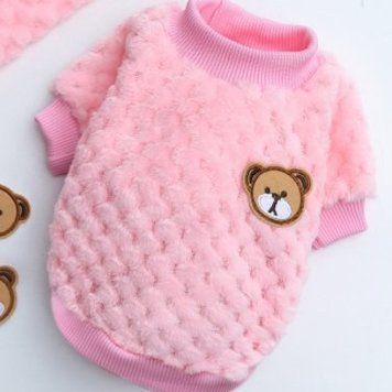 Dog sweater Plush with teddy bear, pink, XS