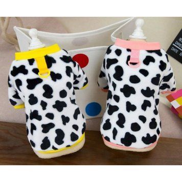 Dog fleece sweater Cow print, yellow, S