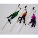 Cat teaser wand Wooden with feathers 40 cm, green