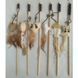 Cat teaser wand Wooden with linen toy 40 cm, beige