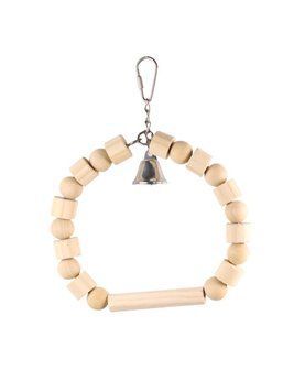 Parrot Cage Ring Swing, natural wooden beads, 21&times;16 cm