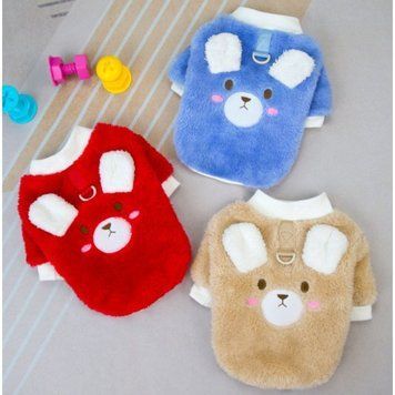 Dog fleece sweater Bear with ears, blue, S
