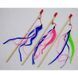 Cat teaser wand Wooden with ribbons 40 cm, blue