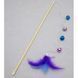 Cat teaser wand Bells with feathers 50 cm, purple